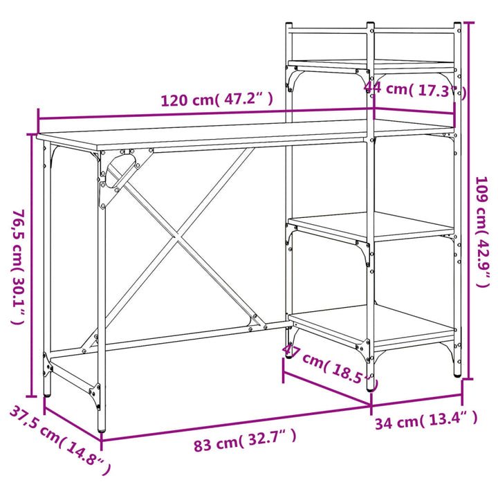 Computertisch Mit Regal 120X47X109 Cm