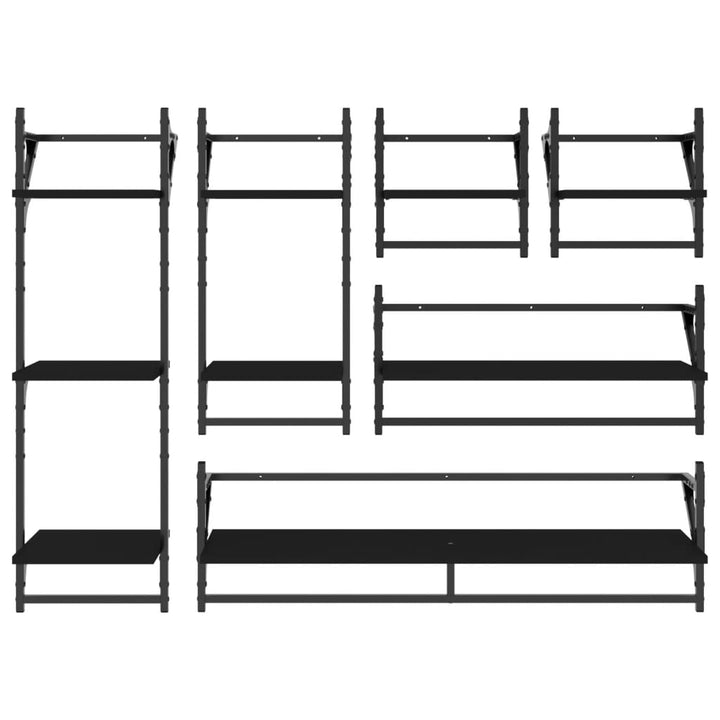 6-Tlg. Wandregal-Set Mit Stangen Holzwerkstoff