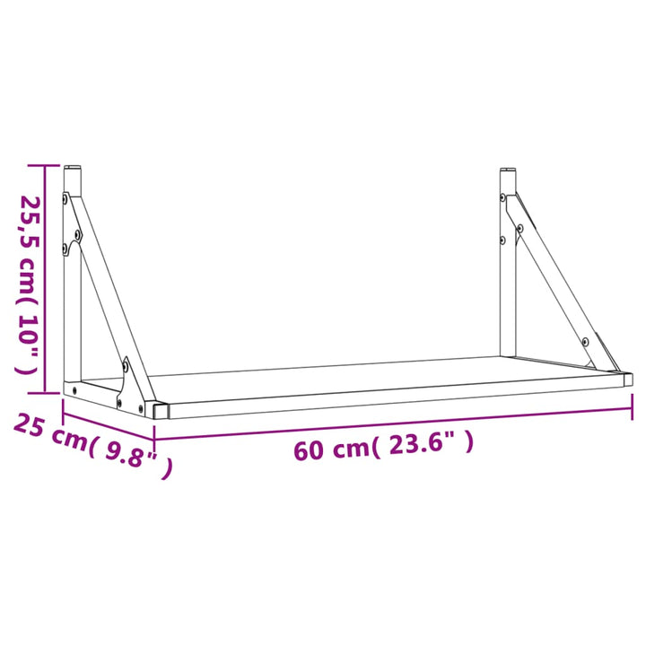 Wandregale 2 Stk. 60X25X25,5 Cm Holzwerkstoff Schwarz