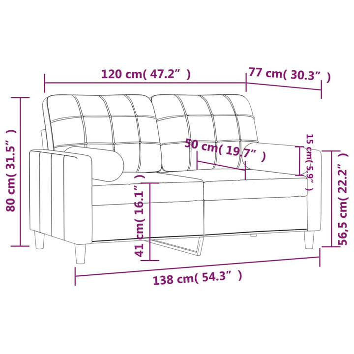 2-Sitzer-Sofa Mit Zierkissen 120 Cm Stoff