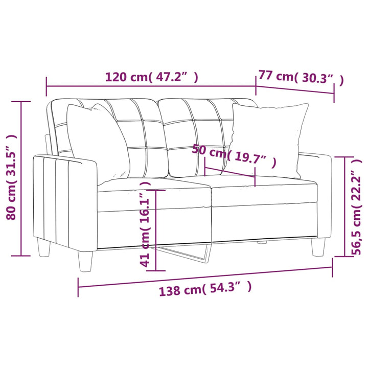 2-Sitzer-Sofa Mit Zierkissen 120 Cm Kunstleder