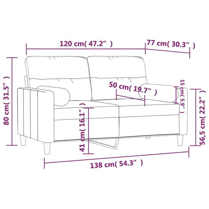 2-Sitzer-Sofa Mit Zierkissen 120 Cm Stoff