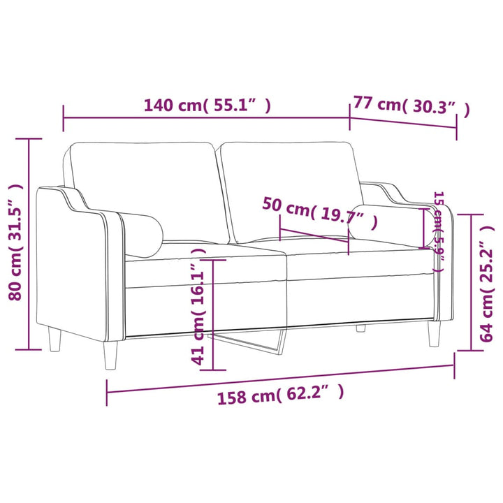 2-Sitzer-Sofa Mit Zierkissen 140 Cm Stoff