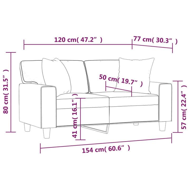 2-Sitzer-Sofa Mit Zierkissen 120 Cm Kunstleder