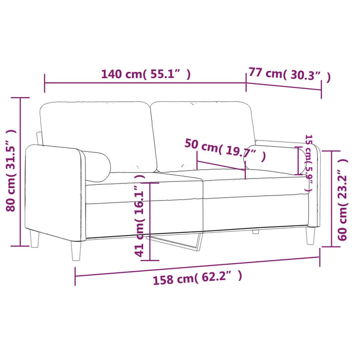 2-Sitzer-Sofa Mit Zierkissen 140 Cm Samt