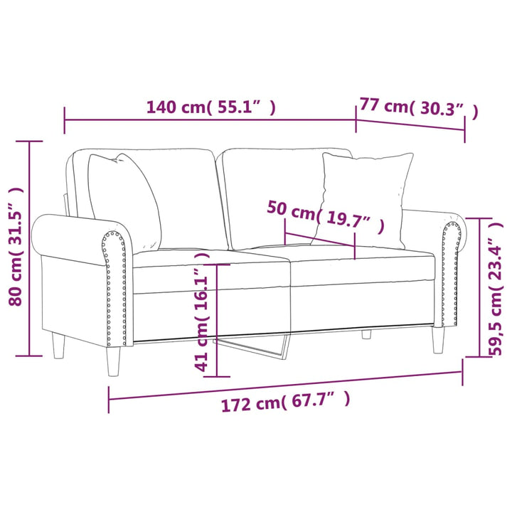 2-Sitzer-Sofa Mit Zierkissen 140 Cm Kunstleder