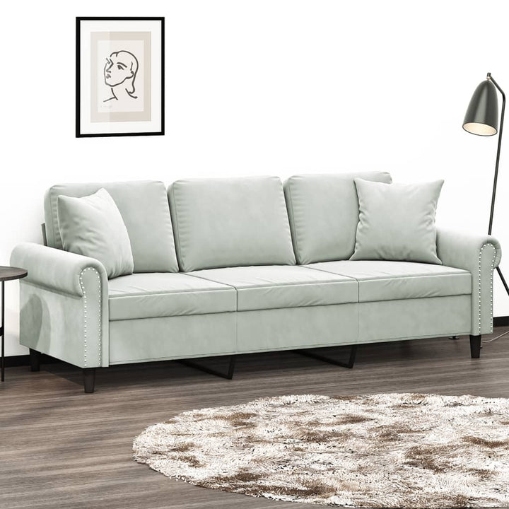 3-Sitzer-Sofa Mit Zierkissen 180 Cm Samt