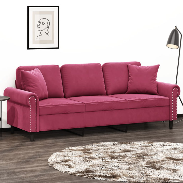 3-Sitzer-Sofa Mit Zierkissen 180 Cm Samt