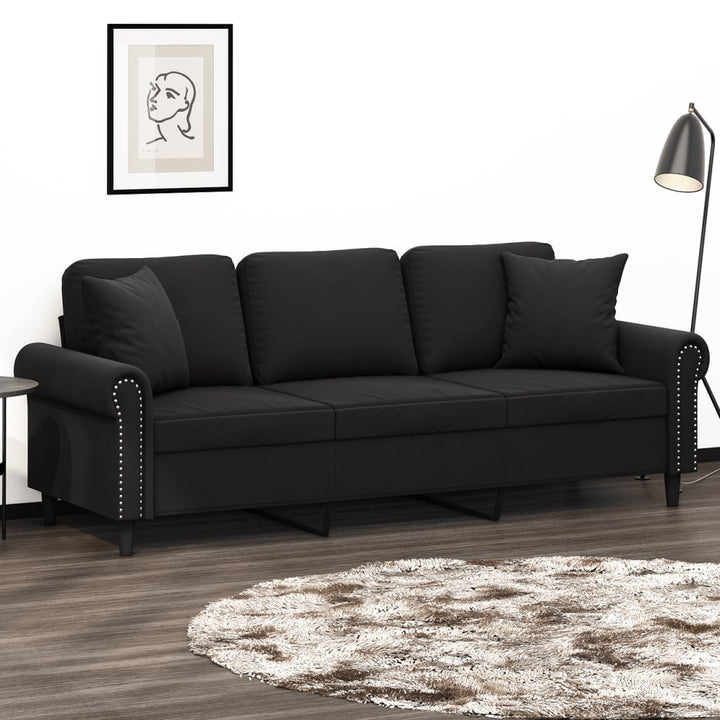 3-Sitzer-Sofa Mit Zierkissen 180 Cm Samt