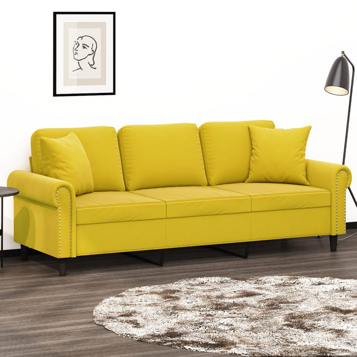 3-Sitzer-Sofa Mit Zierkissen 180 Cm Samt