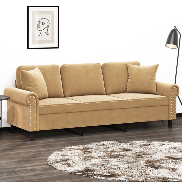 3-Sitzer-Sofa Mit Zierkissen 180 Cm Samt