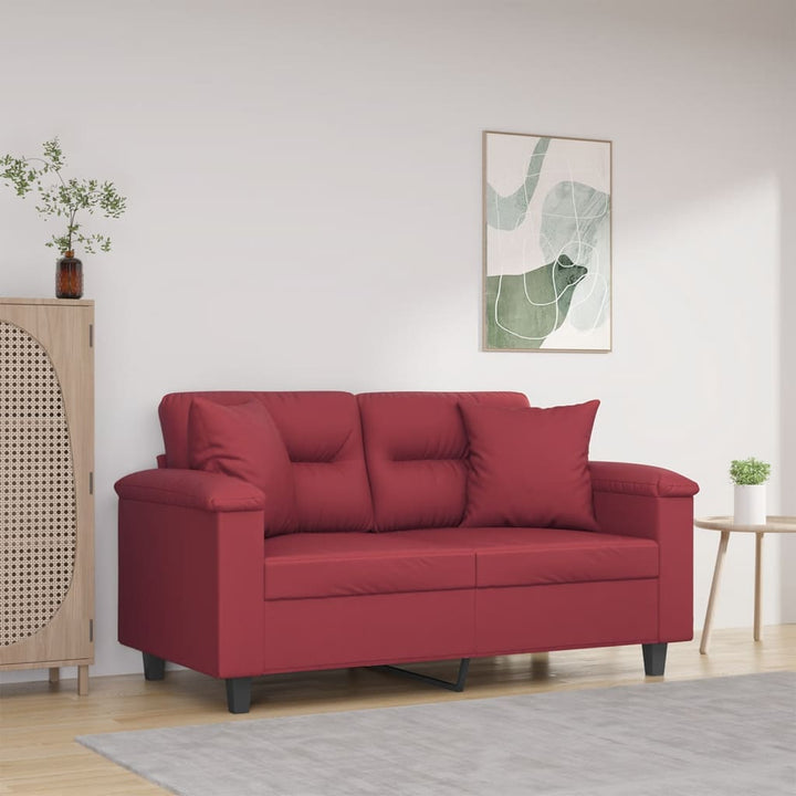 2-Sitzer-Sofa Mit Zierkissen 140 Cm Kunstleder