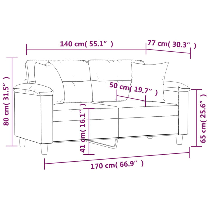 2-Sitzer-Sofa Mit Zierkissen 140 Cm Kunstleder