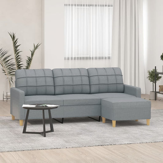 3-Sitzer-Sofa Mit Hocker 180 Cm Stoff