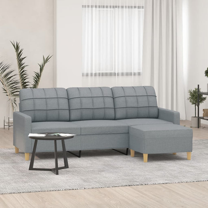 3-Sitzer-Sofa Mit Hocker 180 Cm Stoff