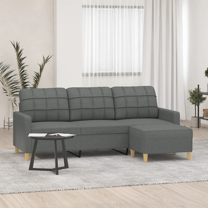 3-Sitzer-Sofa Mit Hocker 180 Cm Stoff