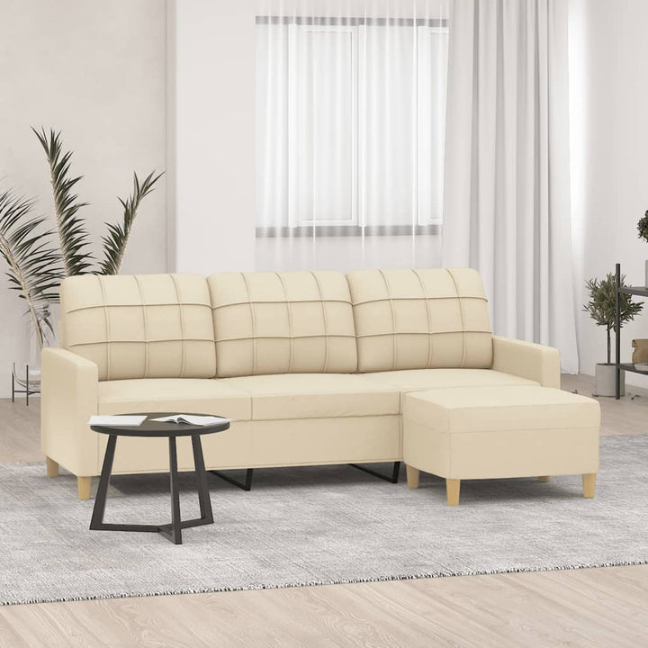 3-Sitzer-Sofa Mit Hocker 180 Cm Stoff