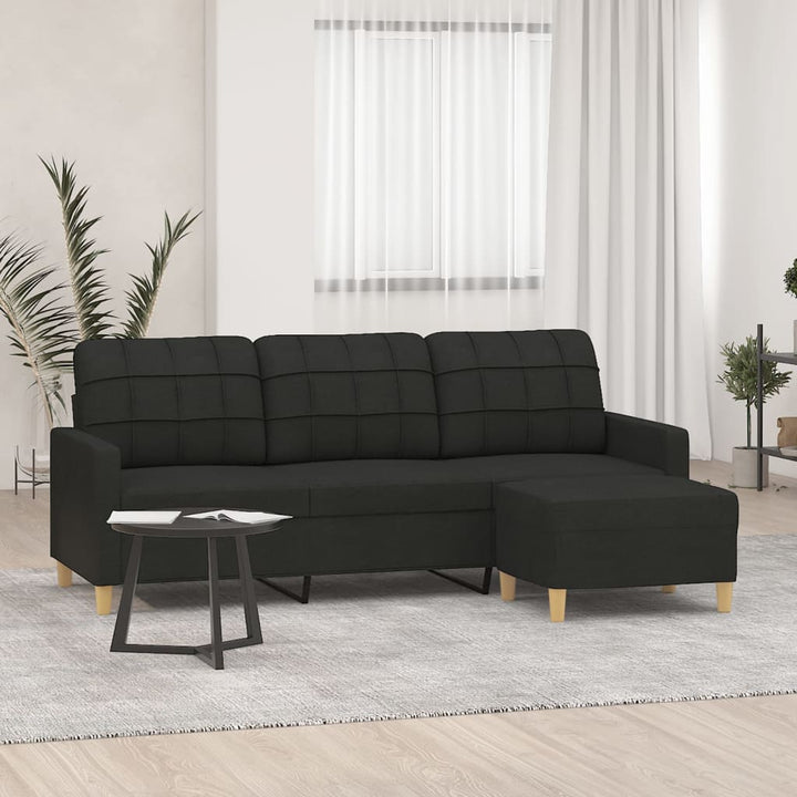 3-Sitzer-Sofa Mit Hocker 180 Cm Stoff