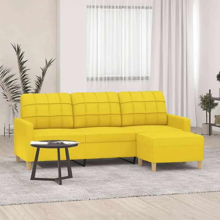 3-Sitzer-Sofa Mit Hocker 180 Cm Stoff