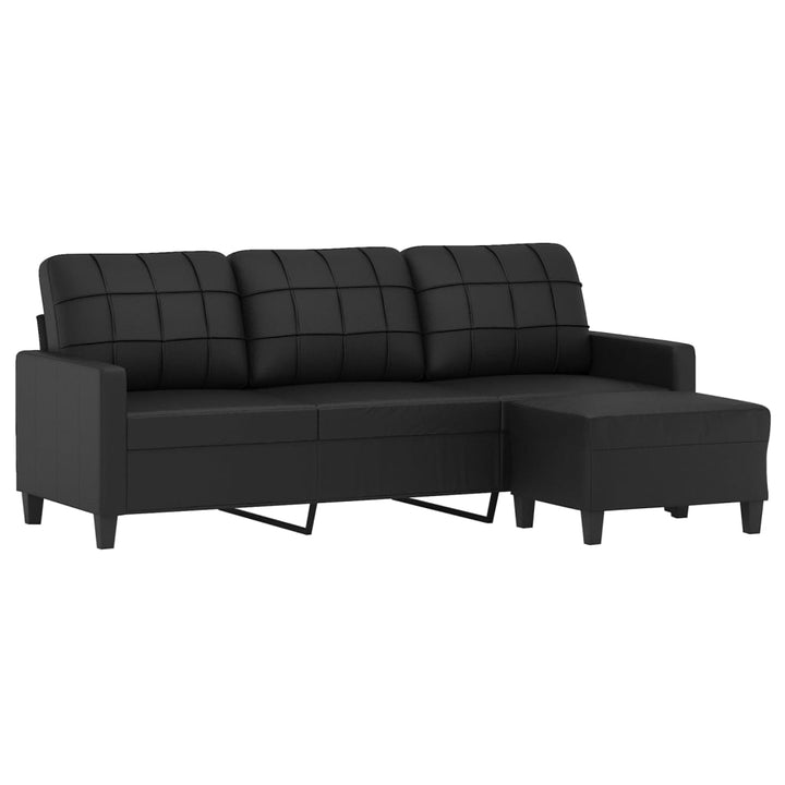 3-Sitzer-Sofa Mit Hocker 180 Cm Kunstleder