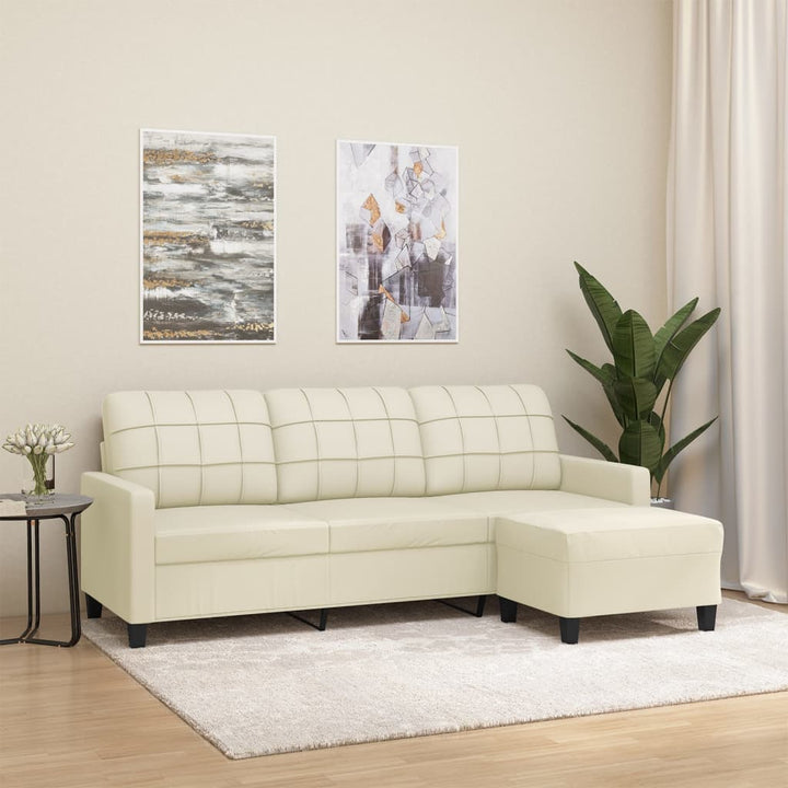 3-Sitzer-Sofa Mit Hocker 180 Cm Kunstleder