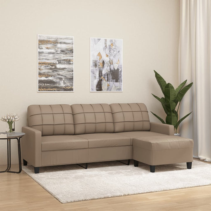 3-Sitzer-Sofa Mit Hocker 180 Cm Kunstleder