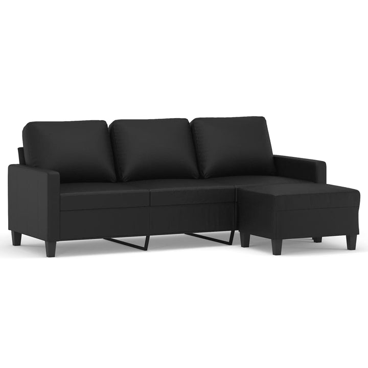 3-Sitzer-Sofa Mit Hocker 180 Cm Kunstleder