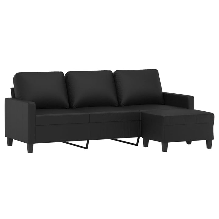 3-Sitzer-Sofa Mit Hocker 180 Cm Kunstleder