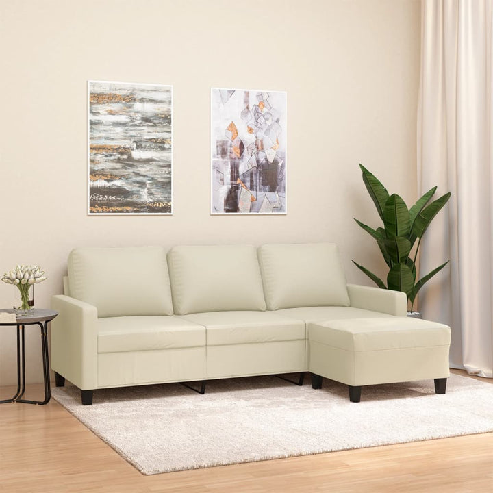 3-Sitzer-Sofa Mit Hocker 180 Cm Kunstleder