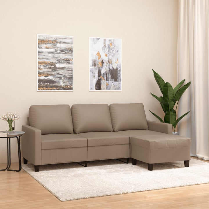 3-Sitzer-Sofa Mit Hocker 180 Cm Kunstleder