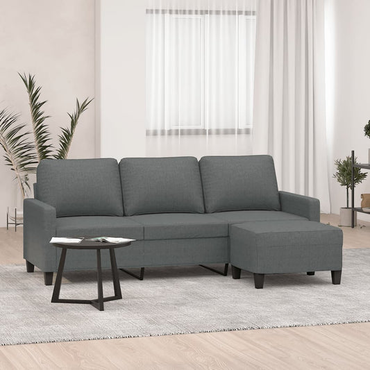 3-Sitzer-Sofa Mit Hocker 180 Cm Stoff