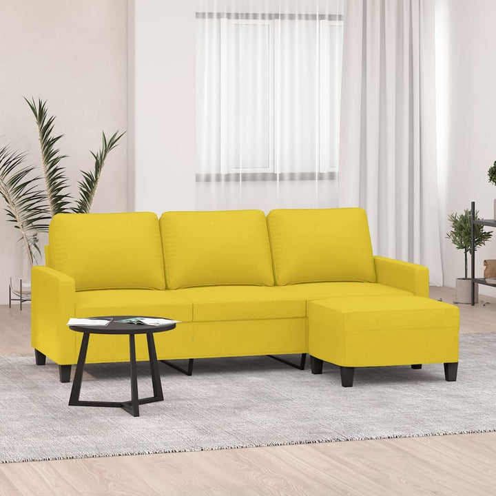 3-Sitzer-Sofa Mit Hocker 180 Cm Stoff