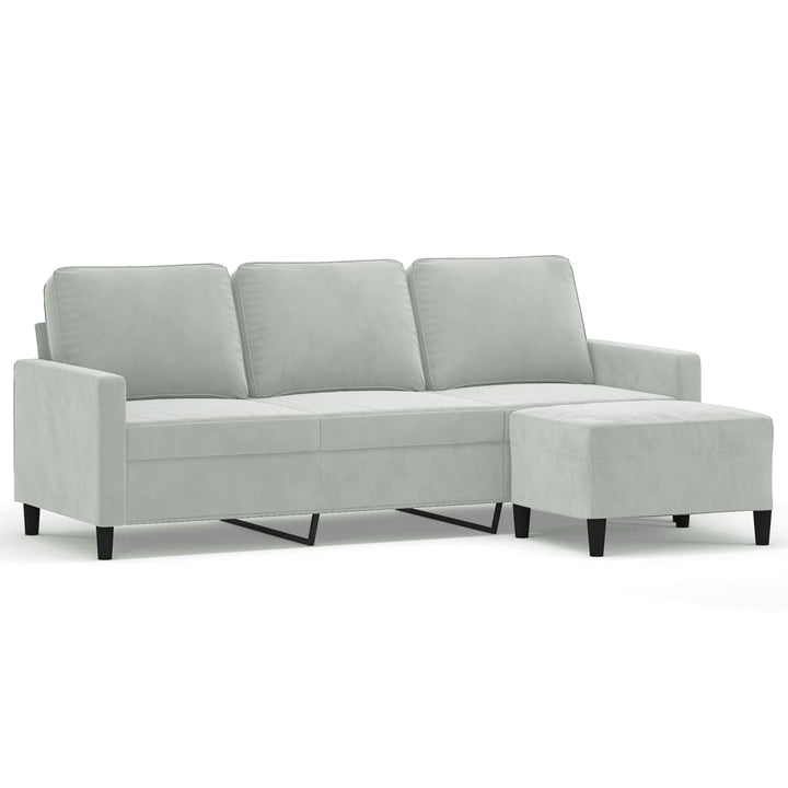 3-Sitzer-Sofa Mit Hocker 180 Cm Samt