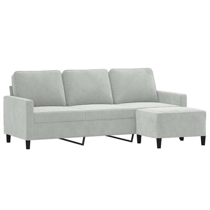 3-Sitzer-Sofa Mit Hocker 180 Cm Samt