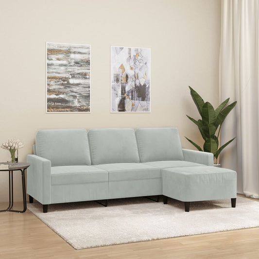 3-Sitzer-Sofa Mit Hocker 180 Cm Samt