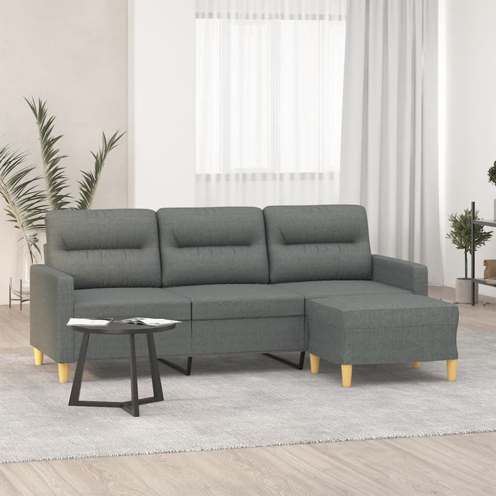 3-Sitzer-Sofa Mit Hocker 180 Cm Stoff