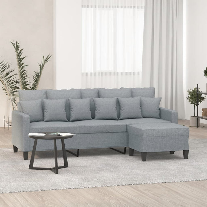 3-Sitzer-Sofa Mit Hocker 180 Cm Stoff