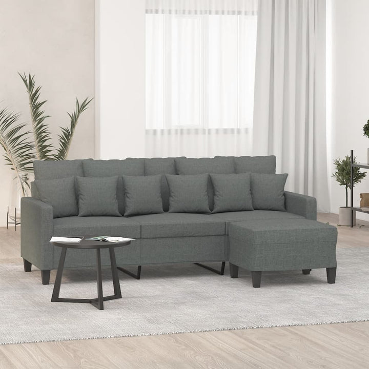 3-Sitzer-Sofa Mit Hocker 180 Cm Stoff