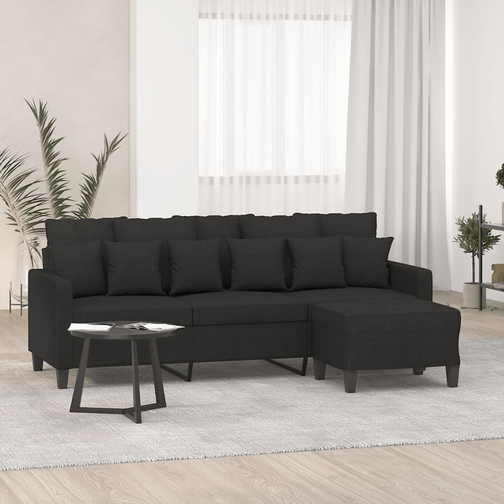 3-Sitzer-Sofa Mit Hocker 180 Cm Stoff