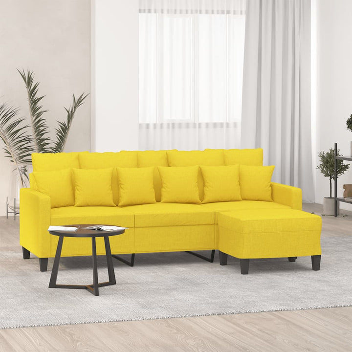 3-Sitzer-Sofa Mit Hocker 180 Cm Stoff