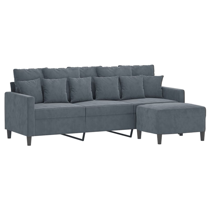 3-Sitzer-Sofa Mit Hocker 180 Cm Samt