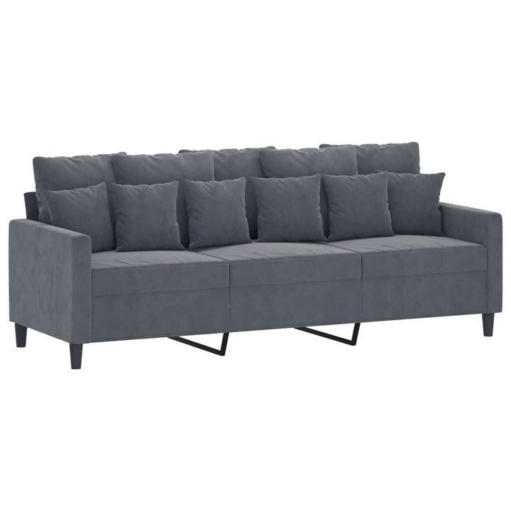 3-Sitzer-Sofa Mit Hocker 180 Cm Samt