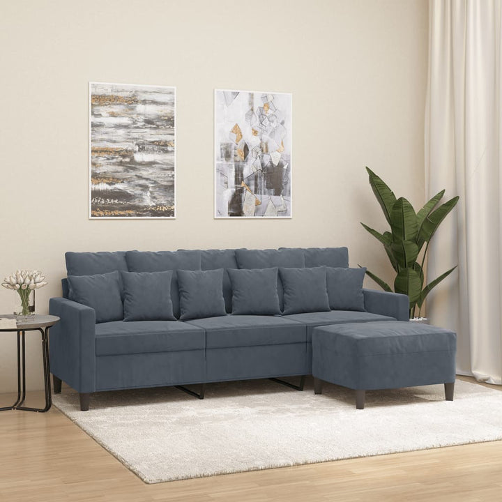 3-Sitzer-Sofa Mit Hocker 180 Cm Samt