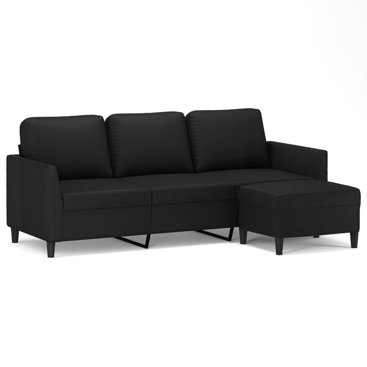 3-Sitzer-Sofa Mit Hocker 180 Cm Kunstleder