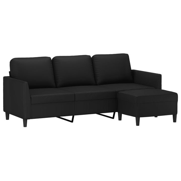 3-Sitzer-Sofa Mit Hocker 180 Cm Kunstleder