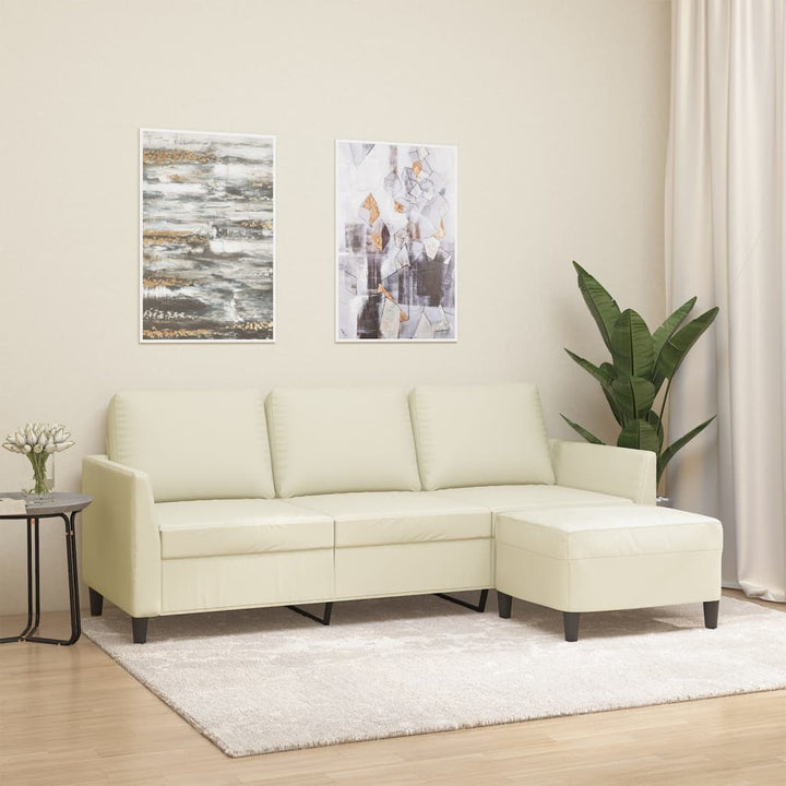 3-Sitzer-Sofa Mit Hocker 180 Cm Kunstleder