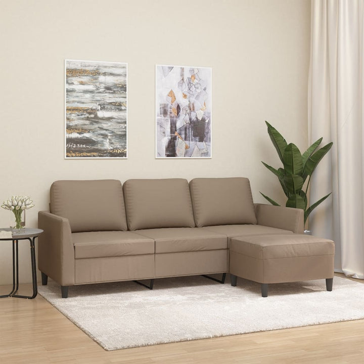 3-Sitzer-Sofa Mit Hocker 180 Cm Kunstleder