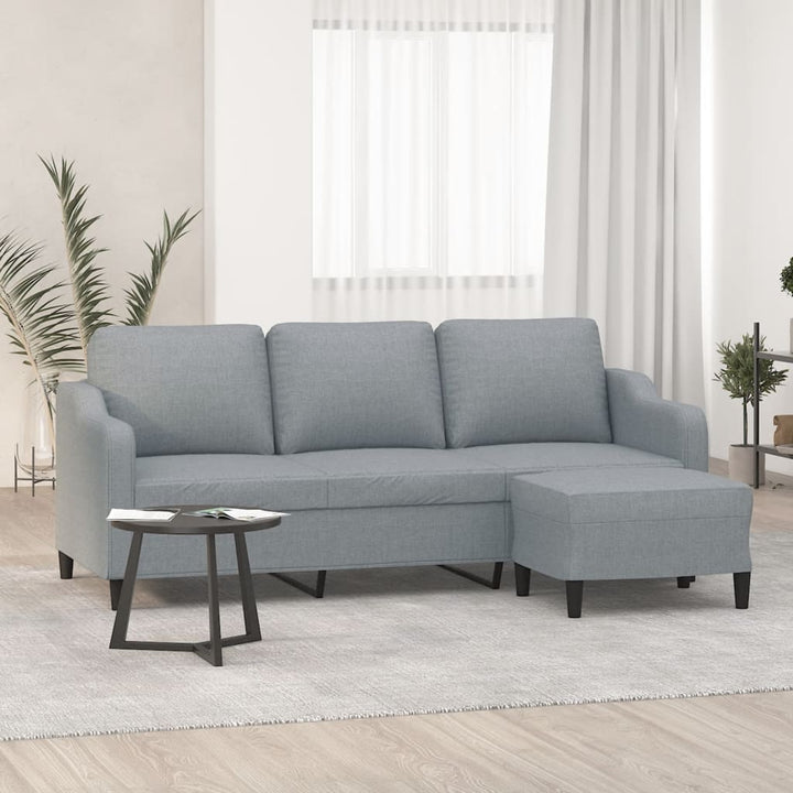 3-Sitzer-Sofa Mit Hocker 180 Cm Stoff