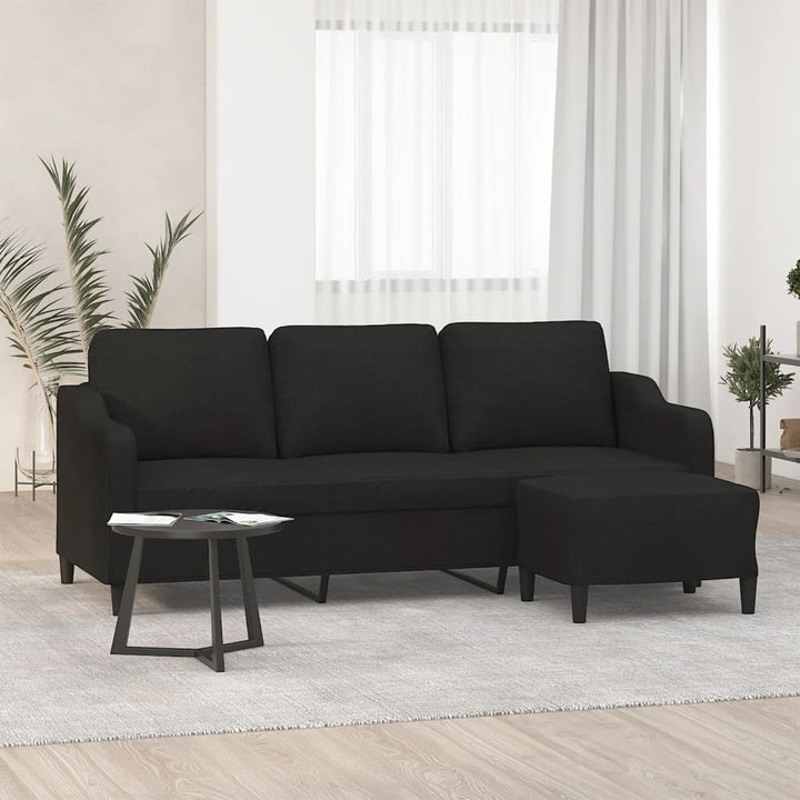 3-Sitzer-Sofa Mit Hocker 180 Cm Stoff