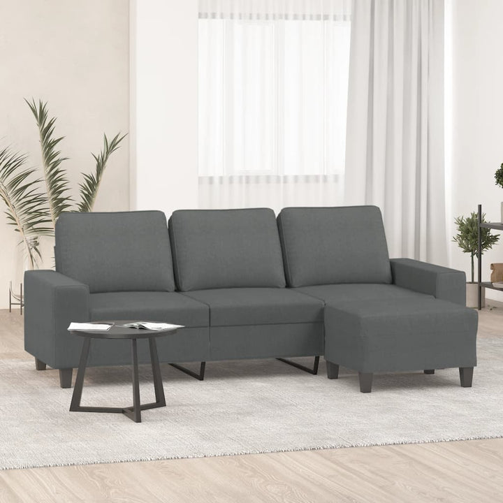 3-Sitzer-Sofa Mit Hocker 180 Cm Stoff